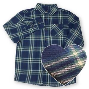 Wonder Nation Boys Size Large 10/12 Navy Blue Long Sleeve Cotton Flannel Shirt